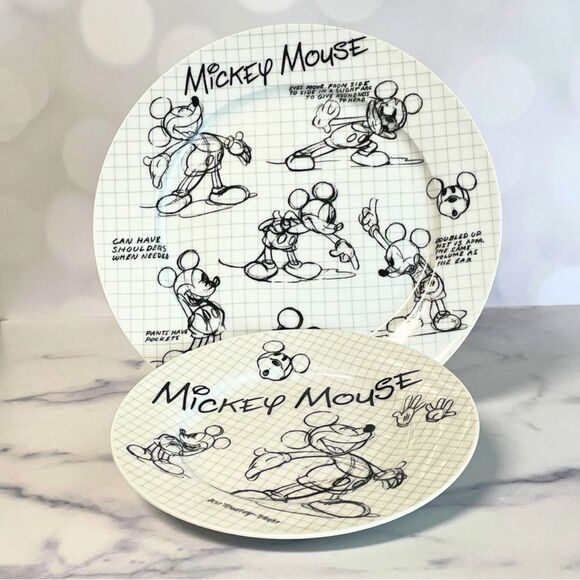 Disney Mickey Mouse Sketch Book Plates 10.5" &  8" - Picture 2 of 11
